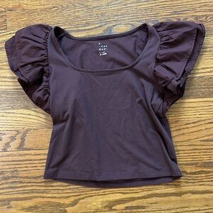 Plum Ruffle Sleeve Top
